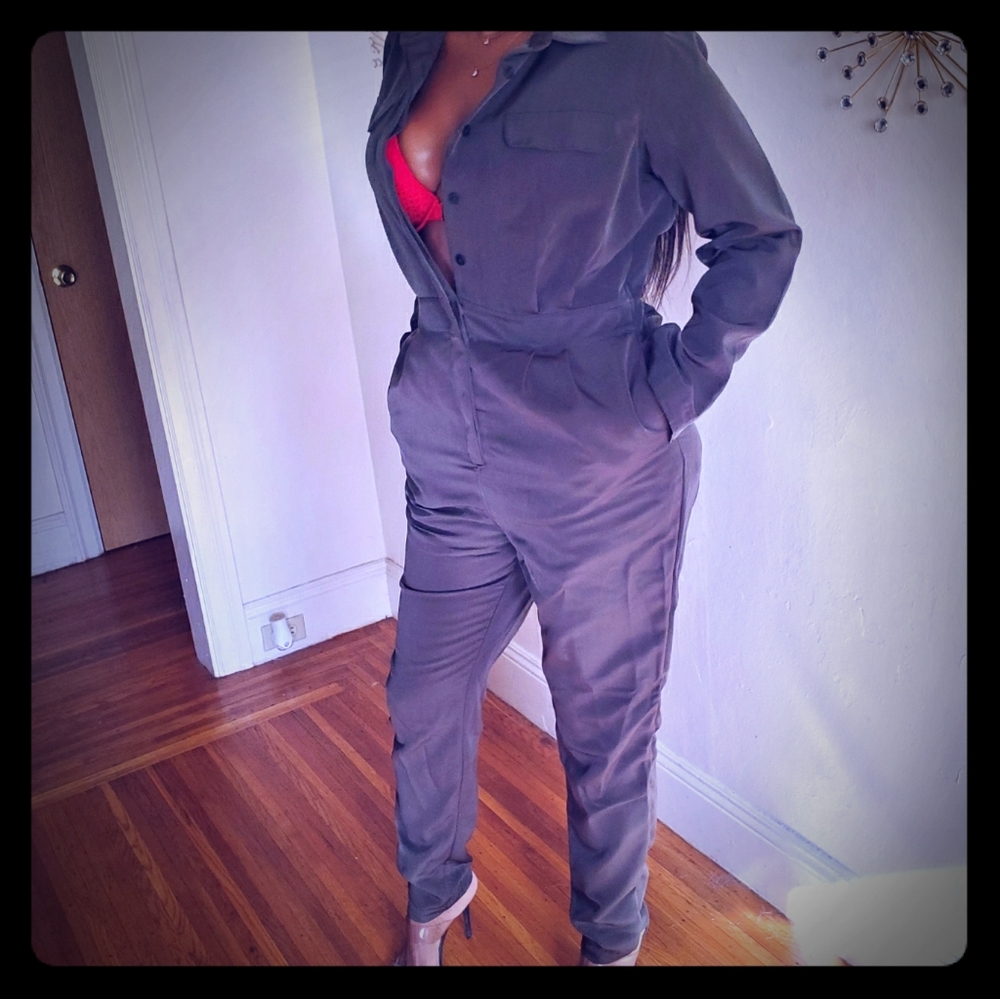 Olive green jump suit